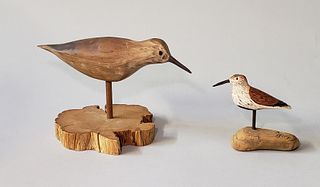 Two Hand Carved and Painted Shorebird Decoys