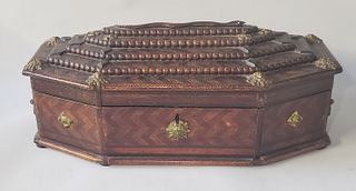 Mid 19th Century Carved and Inlaid Jewelry Box
