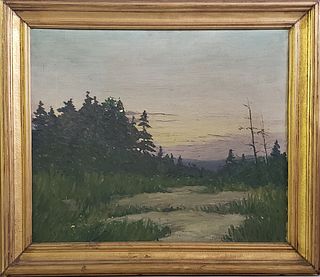 John Haapanen Oil on Canvas, "Sunset in the Marsh"