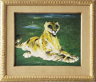 Darrell Austin Oil on Canvas, "Golden Tiger, 1962"