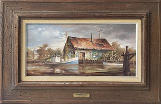 Melvin Orville Miller Jr. Oil on Canvas, "Fisherman's Shack"