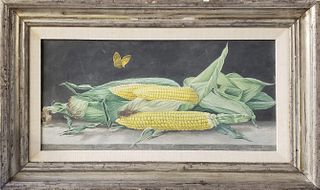 Vintage Oil on Panel Still Life, "Ears of Corn", Signed Chamberlain