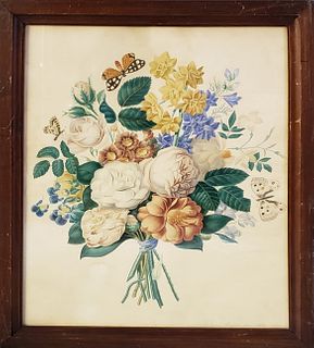 Anna Rofsini Floral Watercolor Still Life, circa 1848