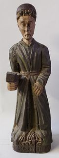 18th/17th Century Polychrome Carved Wood Figure of St. Adrien