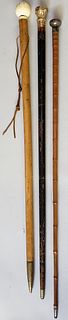 Collection of Three 19th Century Walking Sticks