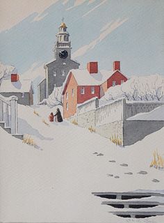 Doris and Richard Beer Watercolor "Stone Alley, Nantucket"