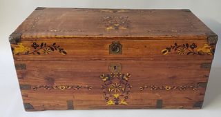 Chinese Export Brass Bound Camphorwood Trunk, 19th Century