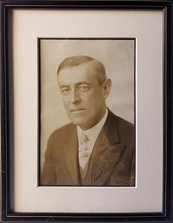 Antique Woodrow Wilson Signed Black and White Photograph, 1913
