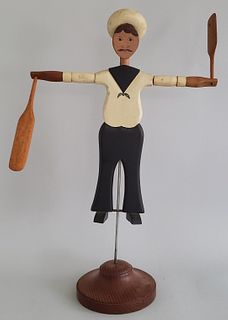 Harry Hilbert Hand Carved and Painted Nantucket Sailor Boy Whirligig