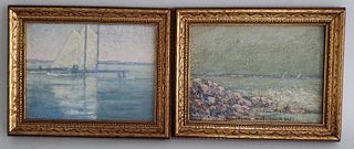Pair of Alexander H. Lappe Oil on Board, "Views of Buzzard's Bay"