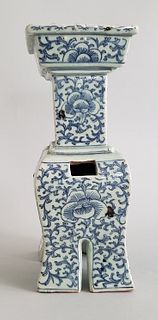 19th Century Chinese Blue and White Decorated Incense Burner