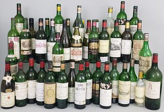 Collection of 43 Vintage 1970s, 1980s, 1990s and 2000s Wine Bottles