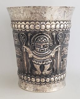 Inca Silver Embossed Vase