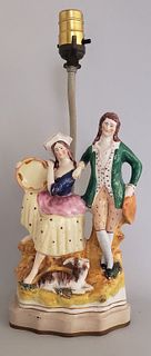 19th Century Staffordshire Figural Group Mounted as a Lamp
