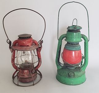 Two Antique Dietz Vesta New York Railroad Lanterns
