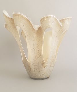 Mid Century Modern Art Glass Free Form Vase