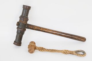 Two Ship's Tools: Cooper's Mallet and Hemp Grip