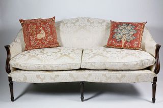 Sheraton Style Mahogany Upholstered Settee