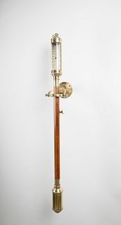 Portuguese Brass and Teak Wood Stick Barometer