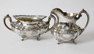 Reed and Barton Sterling Silver Creamer and Open Sugar Bowl