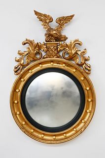Antique Carved and Gilt Convex Mirror
