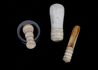 Antique Whale Ivory Stamp and Whalebone Apple Corer