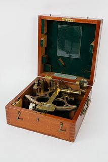English Brass Sextant in Fitted Dovetailed Box