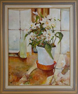 Peter Guarino Oil on Canvas "Potted Orchid"