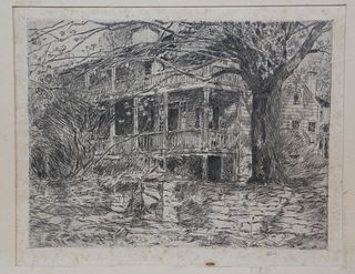Childe Hassam Etching "The Old House, Cos Cob"