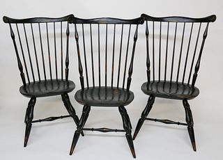 3 Warren Chair Works Fan-back Windsor Side Chairs