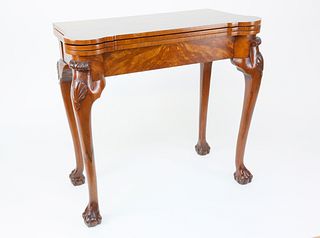 Contemporary Irish Chippendale Style Burlwood Games Table