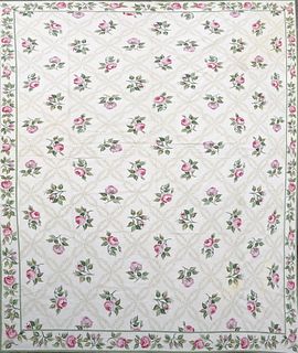 Wool Rose Needlepoint Carpet, 20th Century