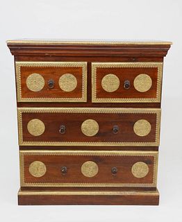 Contemporary Mahogany and Brass Trimmed Chest of Drawers
