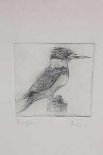 David Lazarus Etching "Kingfisher"