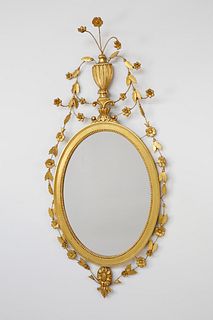 Sheraton Style Carved and Gilt Mirror, 20th Century