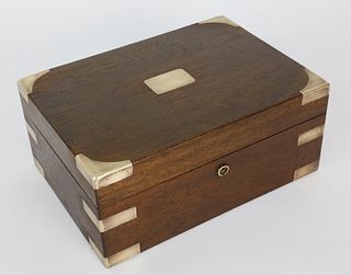 Mahogany and Brass Strapped Humidor Box, 19th century
