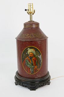 Tole Decorated Canister Lamp