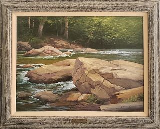 Albert Bross Jr. Oil On Canvas, "Shady Stream"