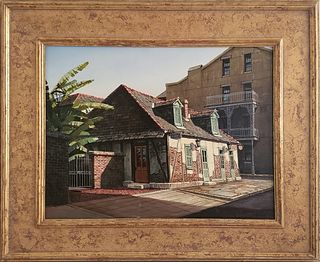 James Kendrick III Oil on Canvas, "Lafitte's Blacksmith Shop"