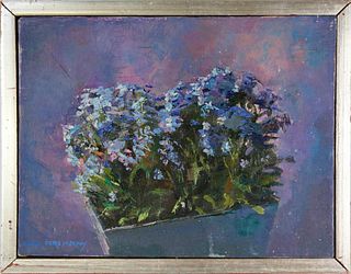 Mary Sarg Murphy Oil on Canvas "Forget Me Nots"