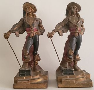 Pair of Vintage Armor Bronze Figural Pirate Bookends