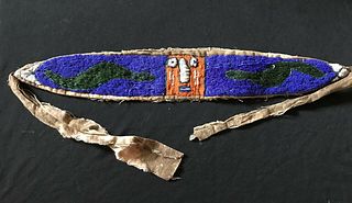 African Beaded Belt, Bead Work on Fabric, Antique
