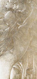 A Christopher Guy Hand Carved Silver Leaf Amoureux Wall Panel
57 x 29 inches.