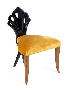 A Christopher Guy Black Lacquer Side Chair
Height 33 x width 21 3/4 x depth 22 inches.