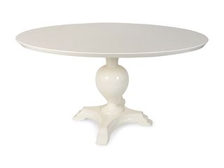 A Contemporary White Lacquer Oval Breakfast Table
Height 30 1/2 x width 61 x depth 44 inches.