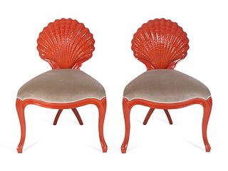A Pair of Christoper Guy Red Lacquer Venus Chairs
Height 34 1/2 inches.
