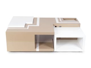 A Contemporary Three-Part Modular Lacquered Coffee Table
Height 17 x width 54 x depth 33 1/4 inches.