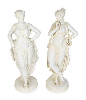 A Pair of German Bisque Classical Figures
Height 23 inches.