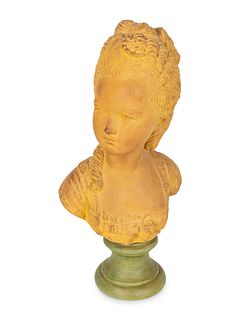 A French Terracotta Portrait Bust of Young Girl