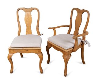 A Set of Twelve Queen Anne Style Rush Seat Pine Dining Chairs
Height 39 inches.
